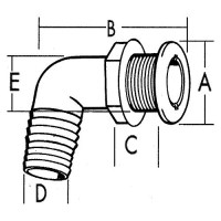 T-H Marine 90 Degree Specialty Thru-Hull Fitting With Spanner Head 3/4